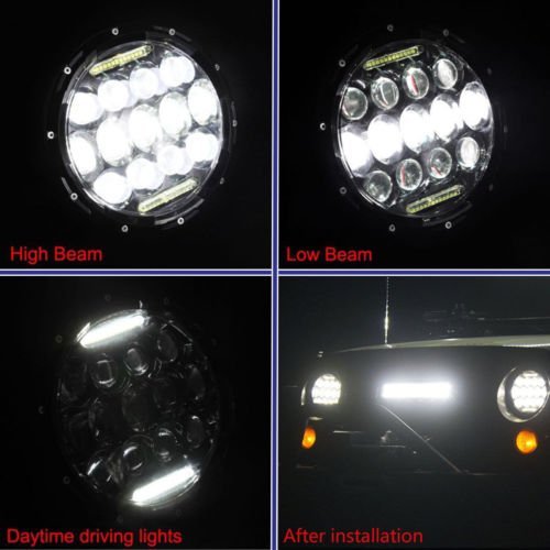 Универсален 7 инча 18см ЛЕД LED фар лампа халоген 12V-24V къси/дълги с DRL дневни