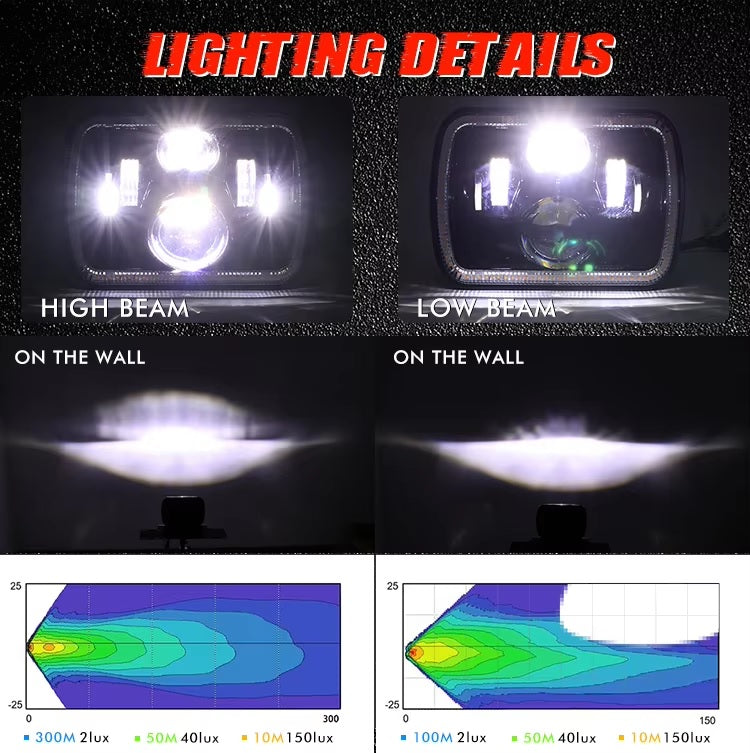 Универсален 60W ЛЕД LED фар лампа халоген 12V-24V къси/дълги с DRL дневни светлини