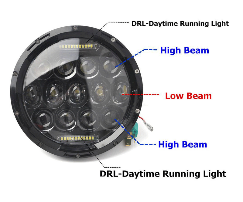 Универсален 7 инча 18см ЛЕД LED фар лампа халоген 12V-24V къси/дълги с DRL дневни