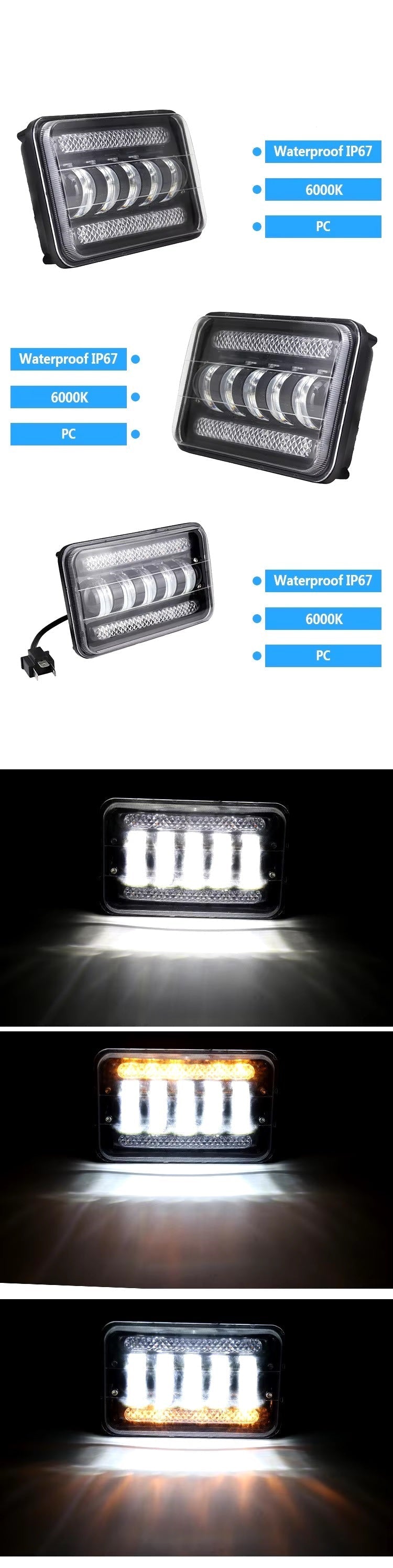 Универсалeн 5 инча ЛЕД LED фар лампа халоген 12V-24V къси/дълги с DRL дневни