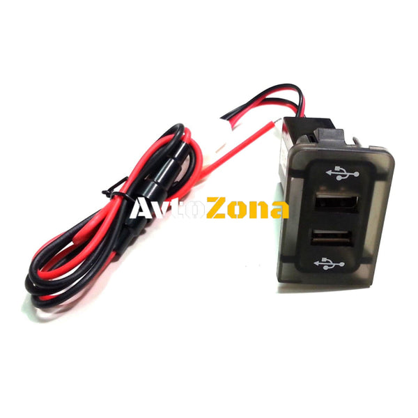USB зарядно с два USB изхода за автомобил Голф 4/Бора 4 VW Golf 4 Bora 4 Син Цвят - Avtozona