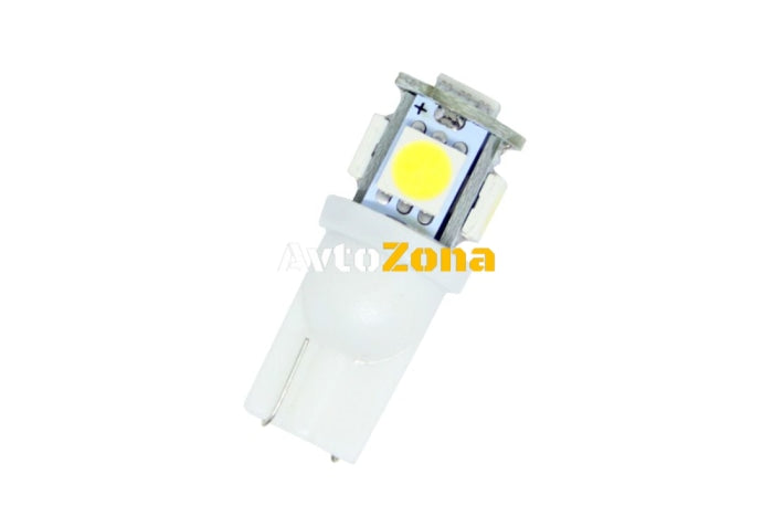 Лед крушки тип T10 с 5 SMD диода 6000K - Avtozona