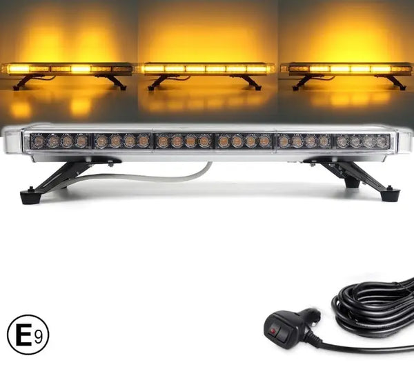 76.2 см 56 LED ЛЕД мощна аварийна диодна сигнална лампа блиц 12-24V 15 режима на работа жълта оранжева светлина E-Mark Е9 за пътна помощ